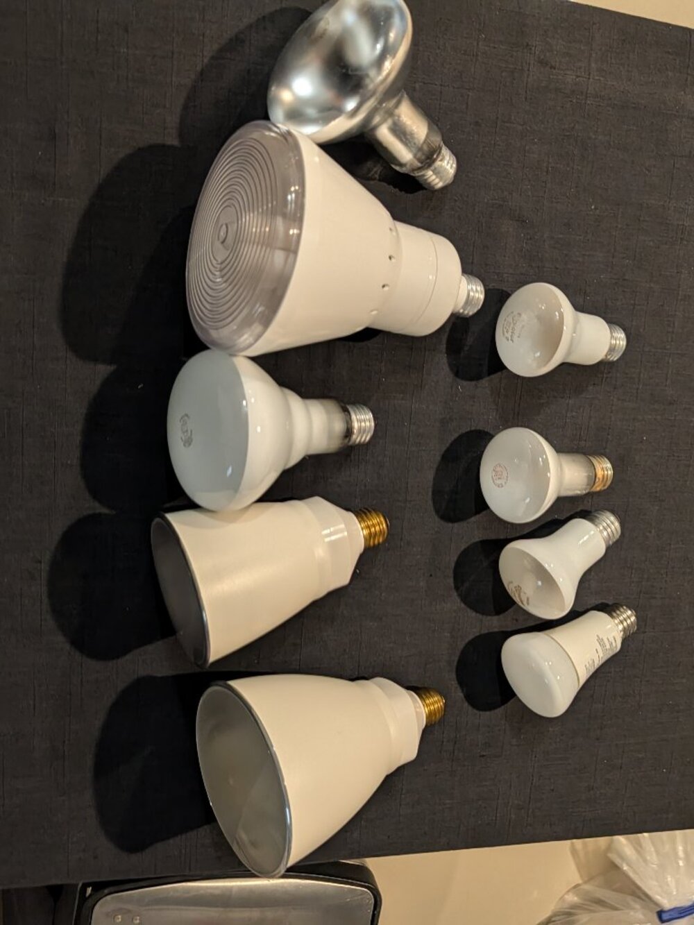 Mixed Light Bulb Lot of 9 Philips LED indoor & Outdoor Floods – White & Silver